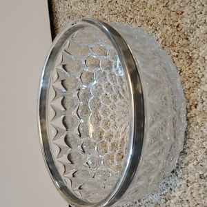 Vintage crystal bowl with silver plate trim